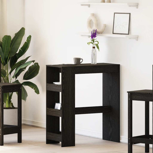 vidaXL Barbord med hyllor svart ek 90x40x103,5 cm konstruerat trä