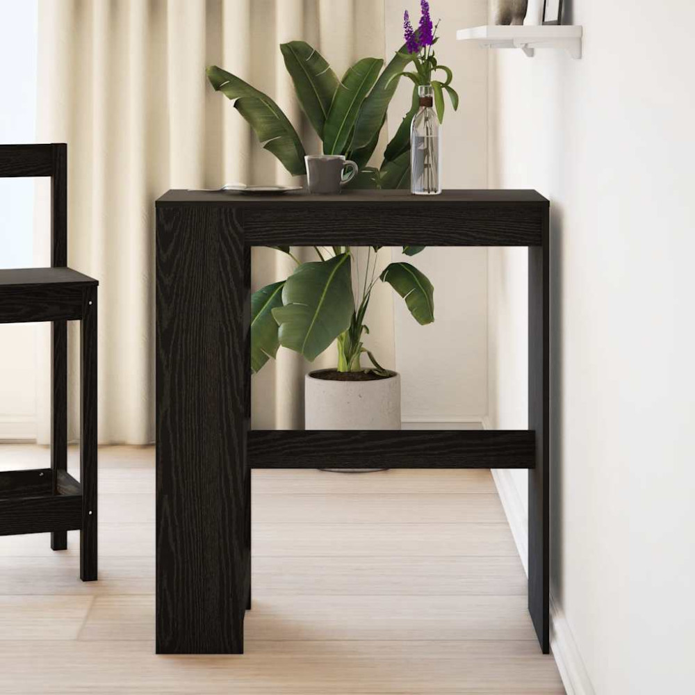 Produktbild för Barbord med hyllor svart ek 90x40x103,5 cm konstruerat trä