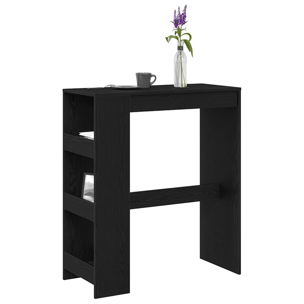 Produktbild för Barbord med hyllor svart ek 90x40x103,5 cm konstruerat trä