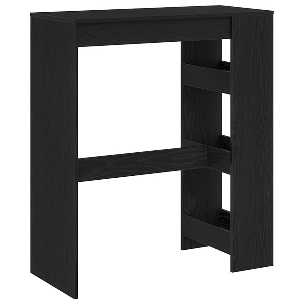 Produktbild för Barbord med hyllor svart ek 90x40x103,5 cm konstruerat trä