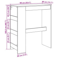 Produktbild för Barbord med hyllor svart ek 90x40x103,5 cm konstruerat trä