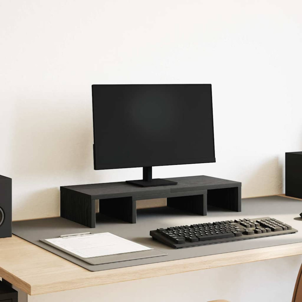 Produktbild för Monitorstativ justerbart svart ek 60x24x10,5 cm konstruerat trä