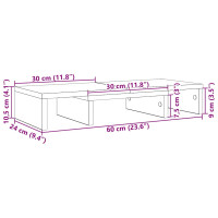 Produktbild för Monitorstativ justerbart svart ek 60x24x10,5 cm konstruerat trä