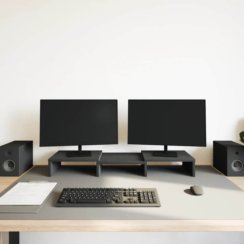 Produktbild för Monitorstativ justerbart svart ek 60x24x10,5 cm konstruerat trä