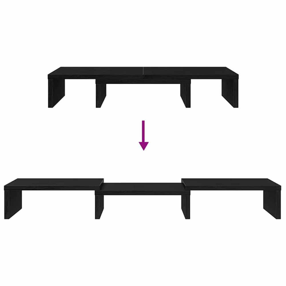 Produktbild för Monitorstativ justerbart svart ek 60x24x10,5 cm konstruerat trä
