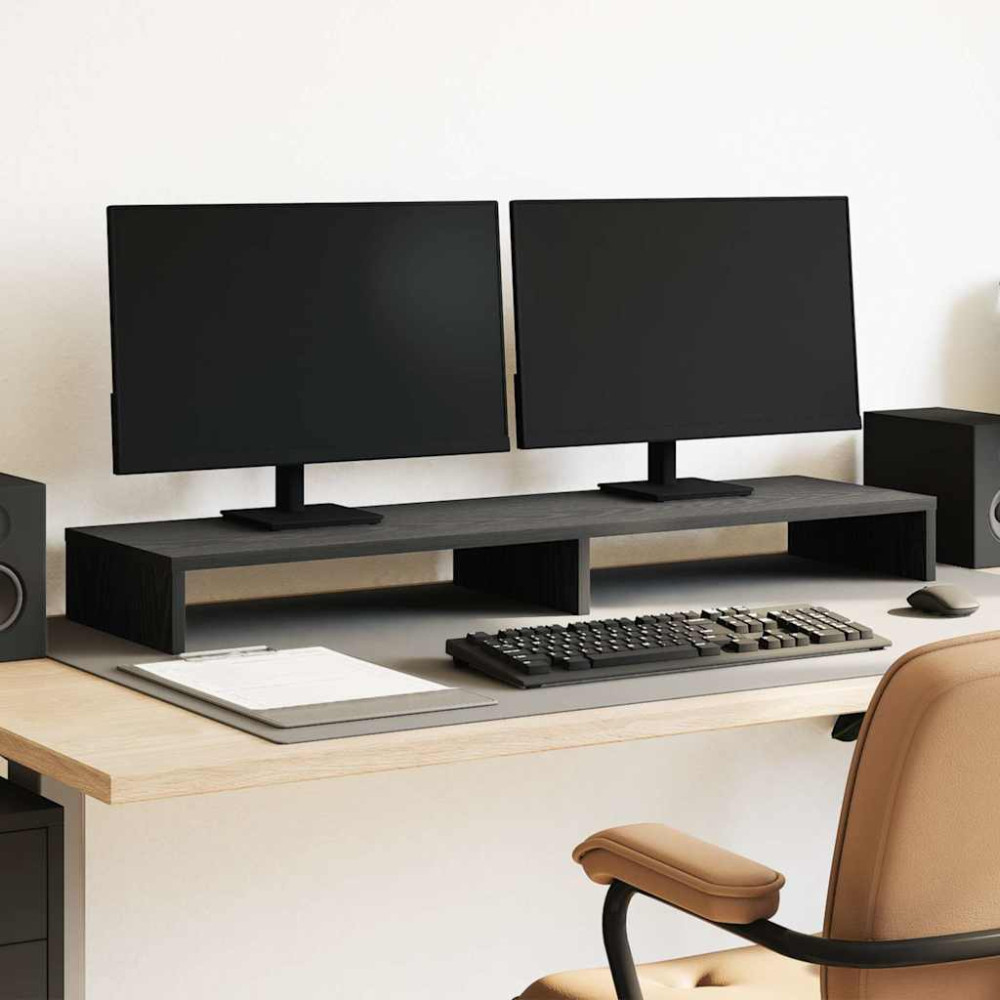 Produktbild för Monitorstativ svart ek 100x27x10 cm konstruerat trä