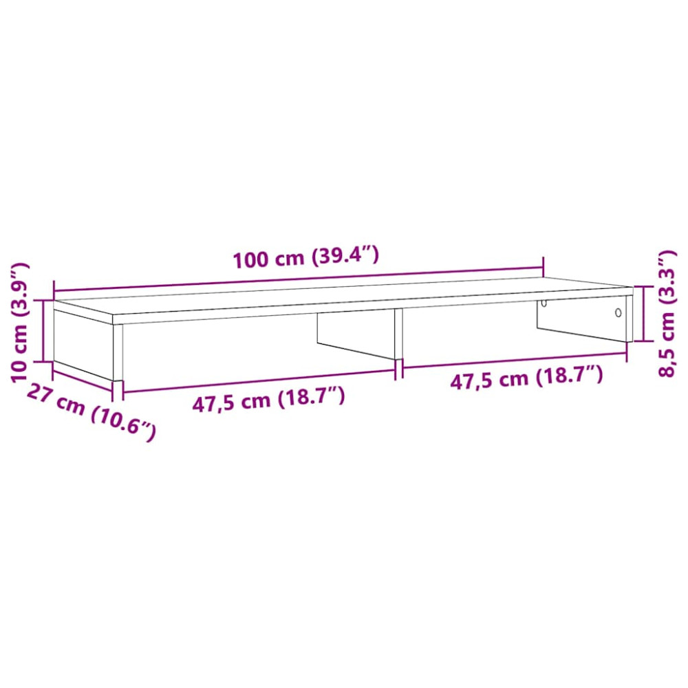 Produktbild för Monitorstativ svart ek 100x27x10 cm konstruerat trä