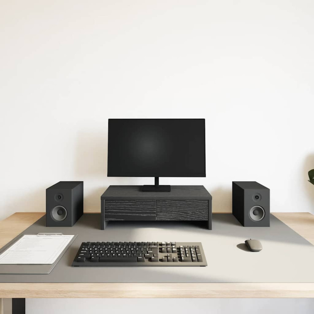 Produktbild för Monitorstativ med lådor svart ek 50x27x15 cm konstruerat trä