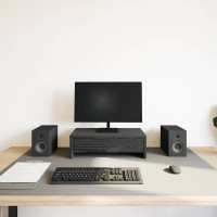 Produktbild för Monitorstativ med lådor svart ek 50x27x15 cm konstruerat trä