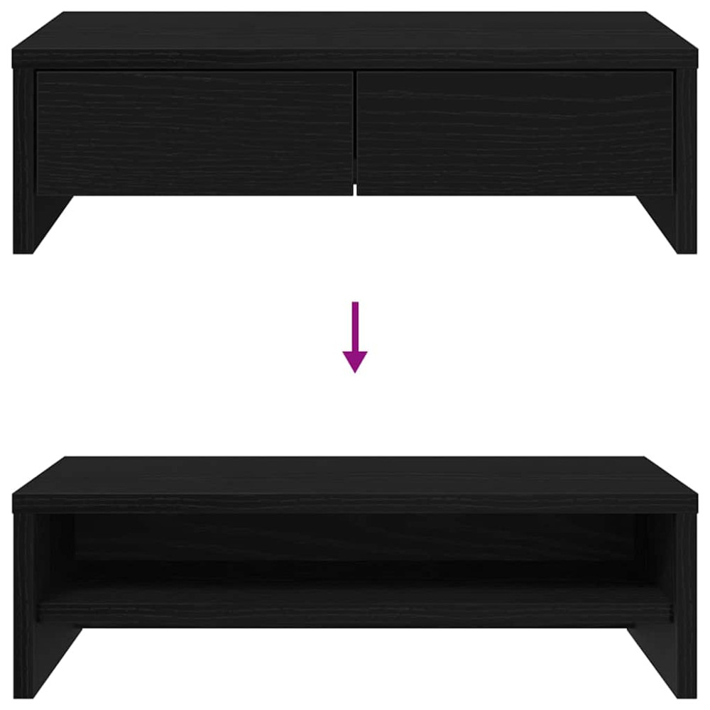 Produktbild för Monitorstativ med lådor svart ek 50x27x15 cm konstruerat trä