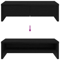 Produktbild för Monitorstativ med lådor svart ek 50x27x15 cm konstruerat trä