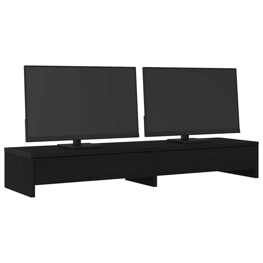 Produktbild för Monitorstativ med lådor svart ek 100x27x15cm konstruerat trä
