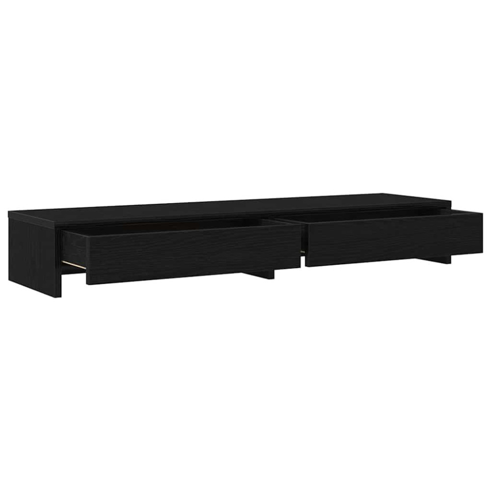 Produktbild för Monitorstativ med lådor svart ek 100x27x15cm konstruerat trä