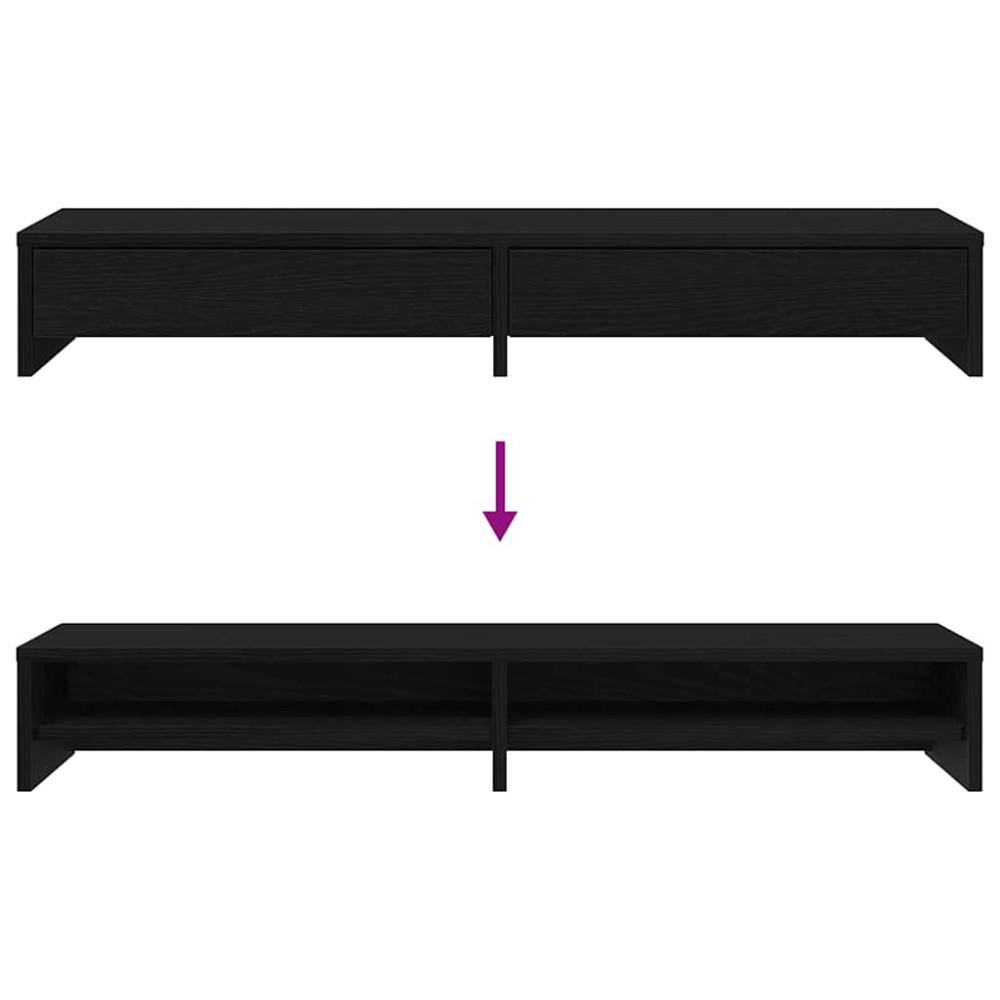 Produktbild för Monitorstativ med lådor svart ek 100x27x15cm konstruerat trä