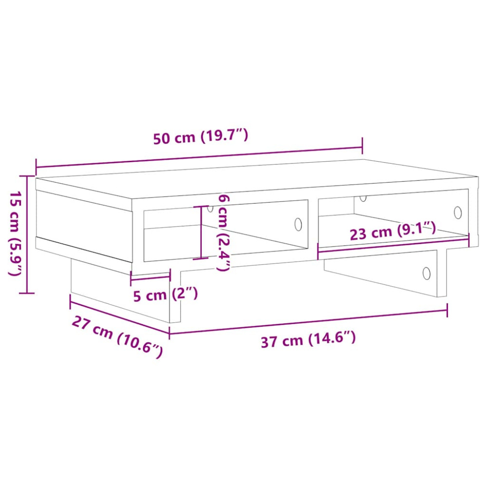 Produktbild för Monitorstativ svart ek 50x27x15 cm konstruerat trä