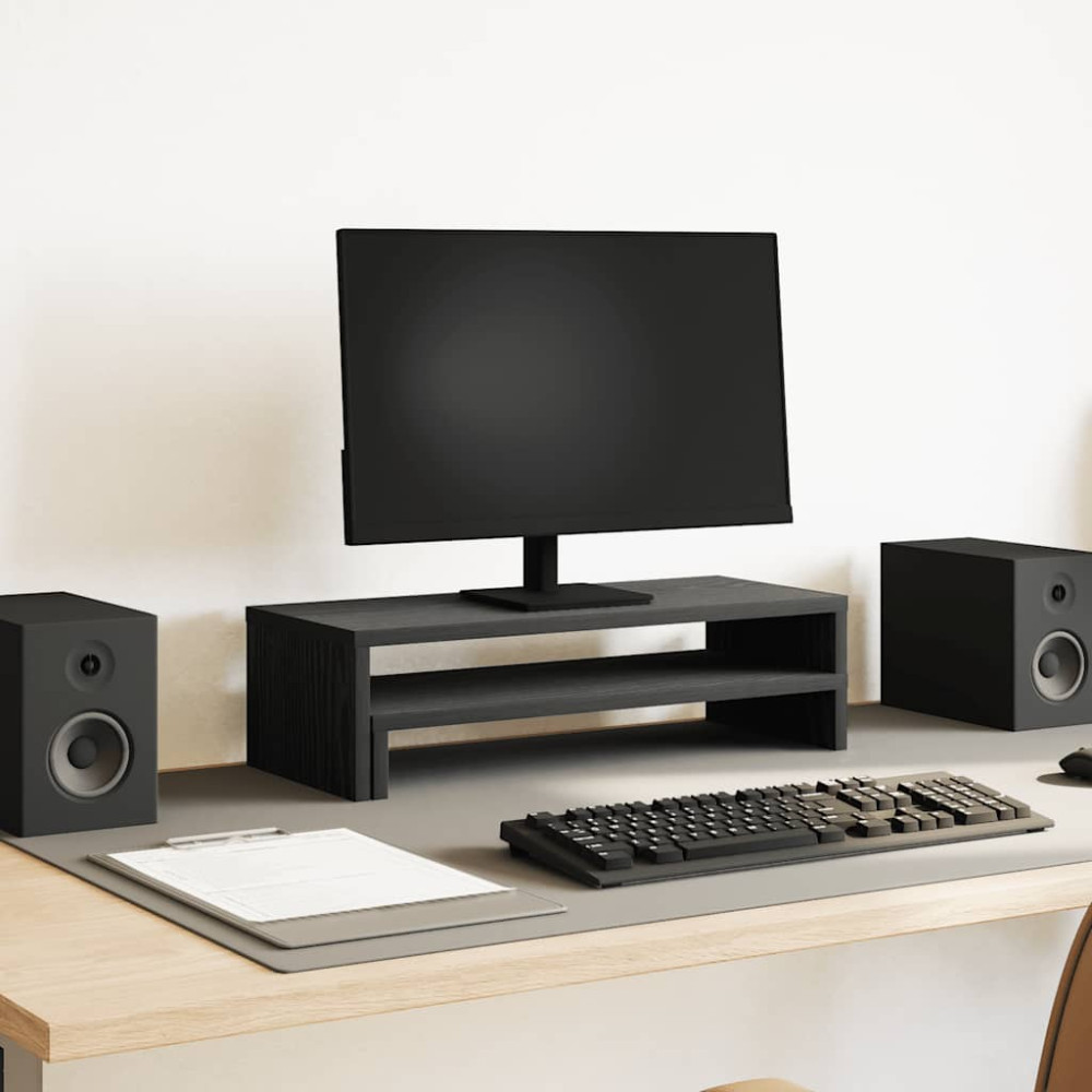 Produktbild för Monitorstativ svart ek 54x22x15 cm konstruerat trä