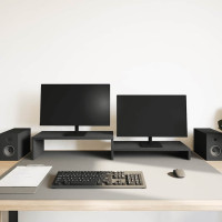 Produktbild för Monitorstativ svart ek 54x22x15 cm konstruerat trä