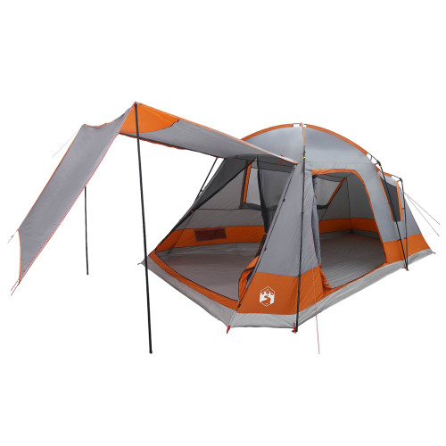 vidaXL Stuga Tält med tak Grå och orange 8 personer Polyester och Stål
