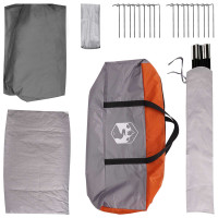 Produktbild för Stuga Tält med tak Grå och orange 8 personer Polyester och Stål