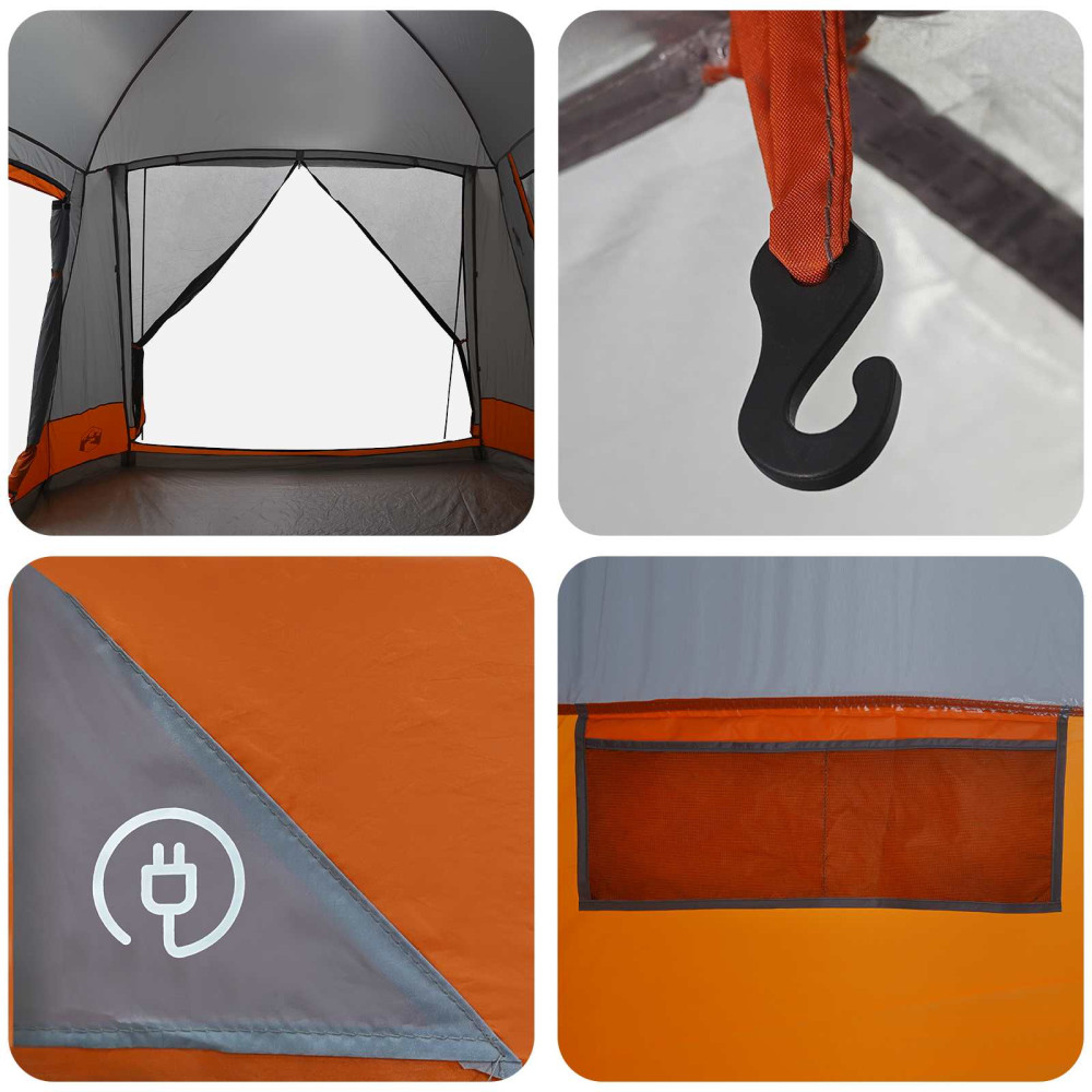Produktbild för Stuga Tält med tak Grå och orange 8 personer Polyester och Stål