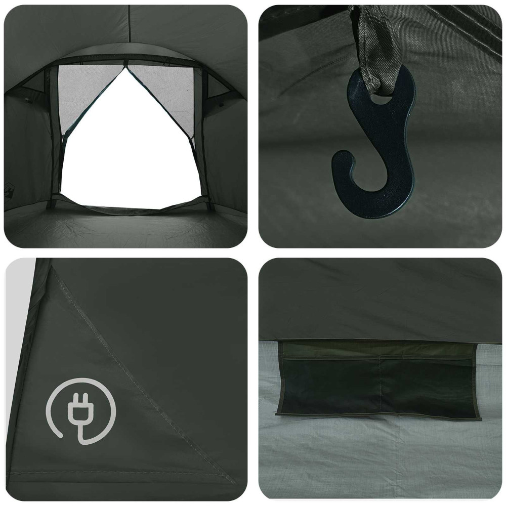 Produktbild för Stuga Tält med tak Armégrön 4 personer Polyester och Stål