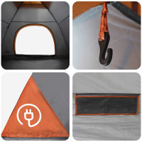 Produktbild för Campingtält med tak Grå och orange 335 x 275 x 180 cm