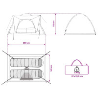 Produktbild för Campingtält med tak Blå 2-manna Polyester och Stål
