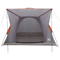 Produktbild för Campingtält med tak Grå och orange 2-manna Polyester och Stål