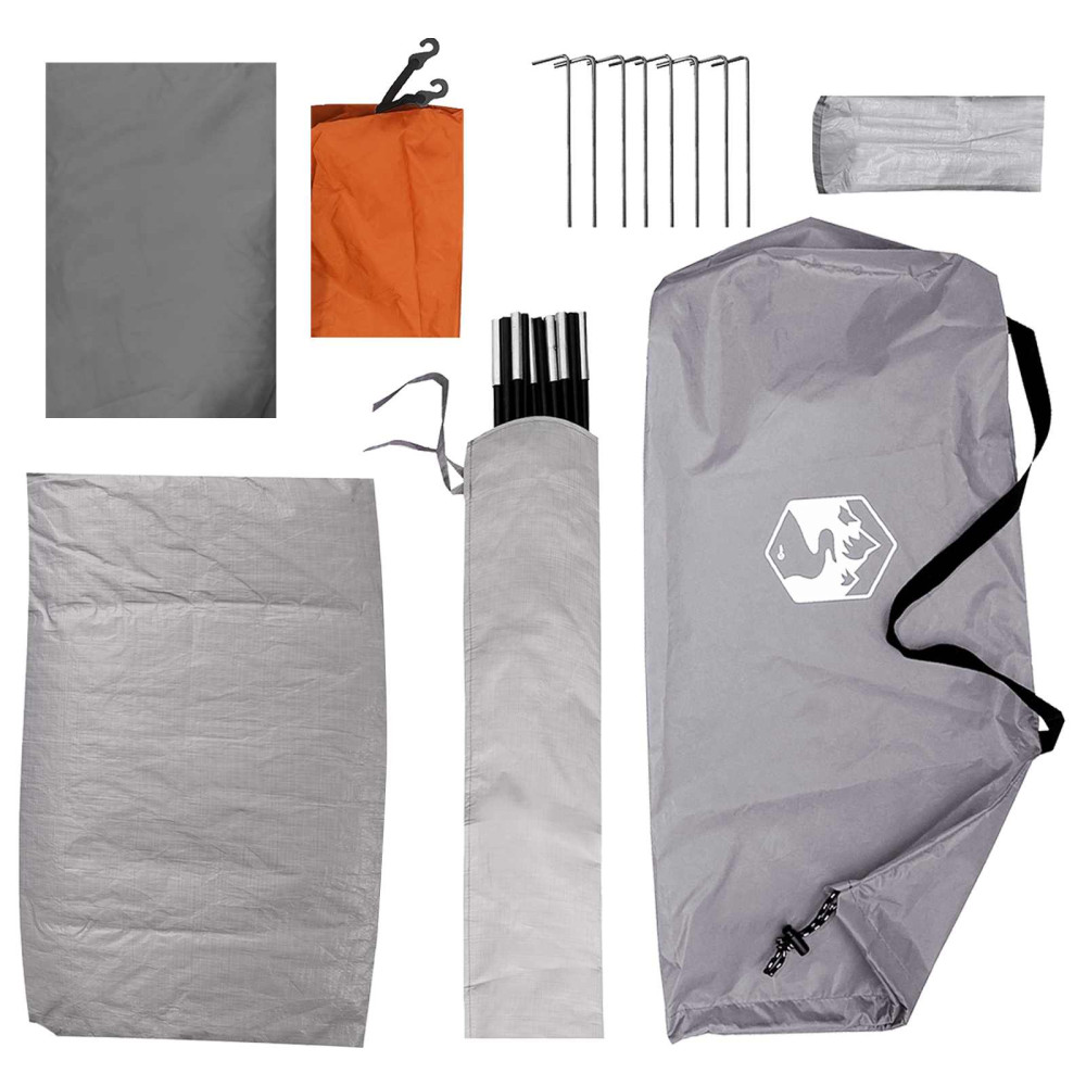 Produktbild för Campingtält med tak Grå och orange 2-manna Polyester och Stål