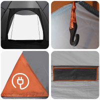 Produktbild för Campingtält med tak Grå och orange 2-manna Polyester och Stål