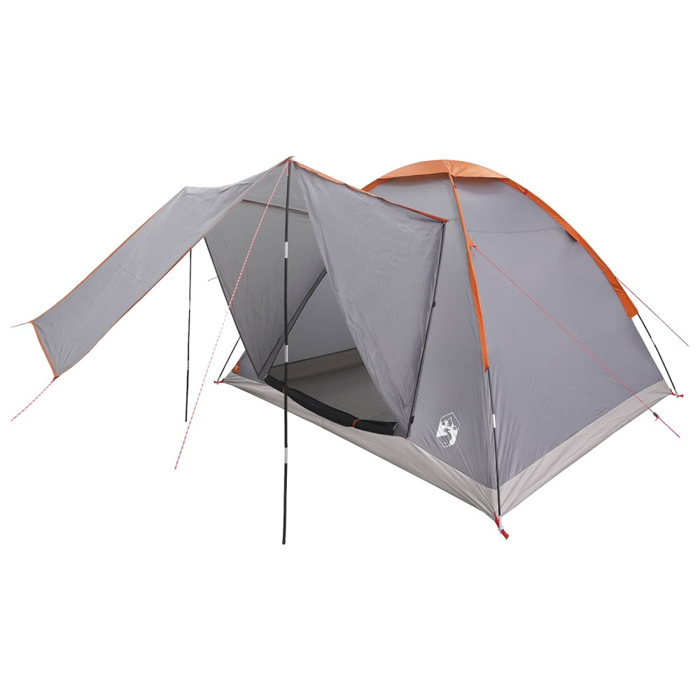 Produktbild för Campingtält Grå och orange 4 personer Polyester och Stål