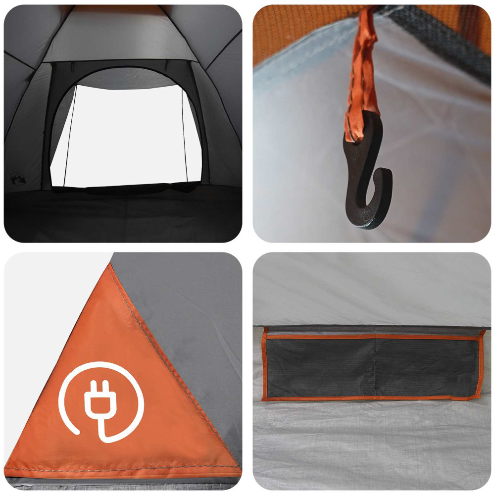Produktbild för Campingtält Grå och orange 4 personer Polyester och Stål