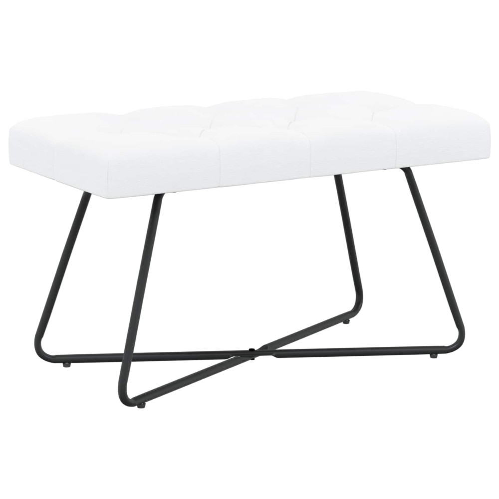 Produktbild för Bänk med knappar Vit 80 x 40 x 46 cm Tyg