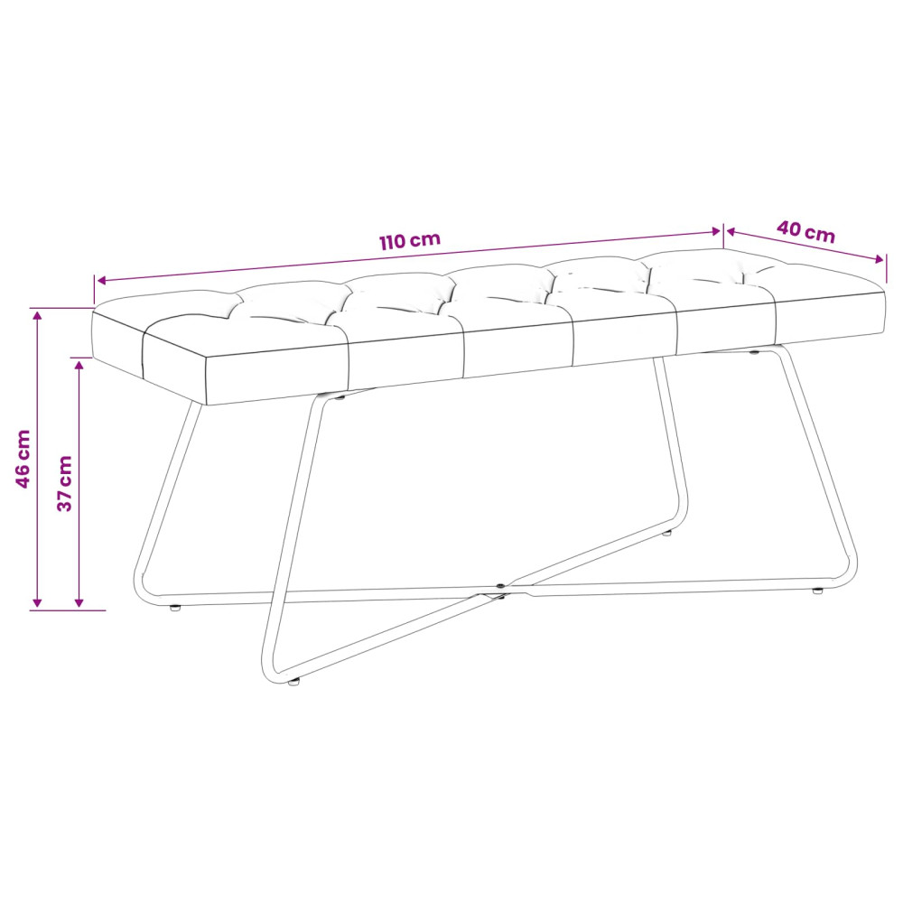 Produktbild för Bänk med knappar Mörkgrå 110 x 40 x 46 cm Tyg