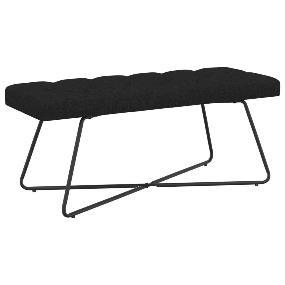 Produktbild för Bänk med knappar Svart 110 x 40 x 46 cm Tyg