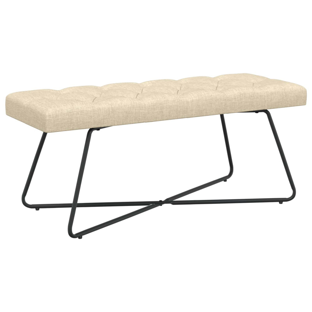 Produktbild för Bänk med knappar Gräddvit 110 x 40 x 46 cm Tyg