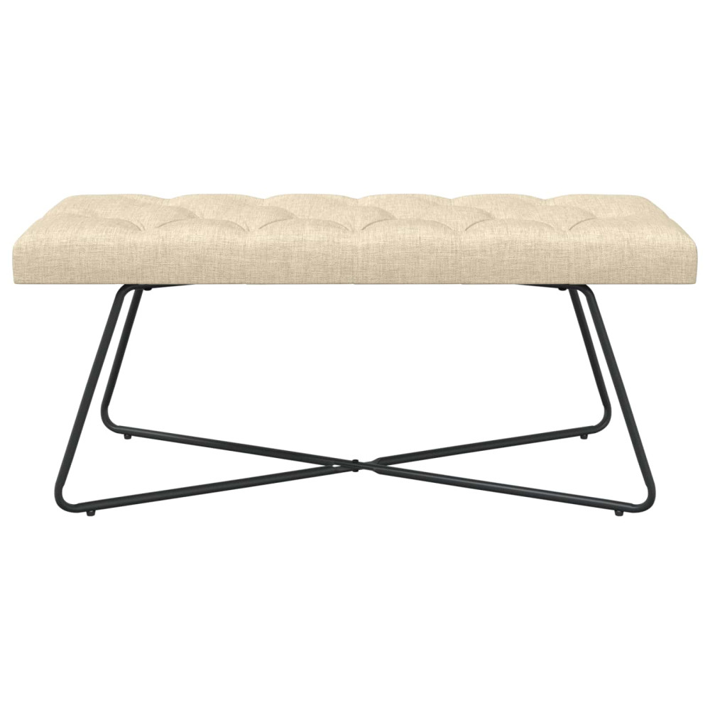 Produktbild för Bänk med knappar Gräddvit 110 x 40 x 46 cm Tyg