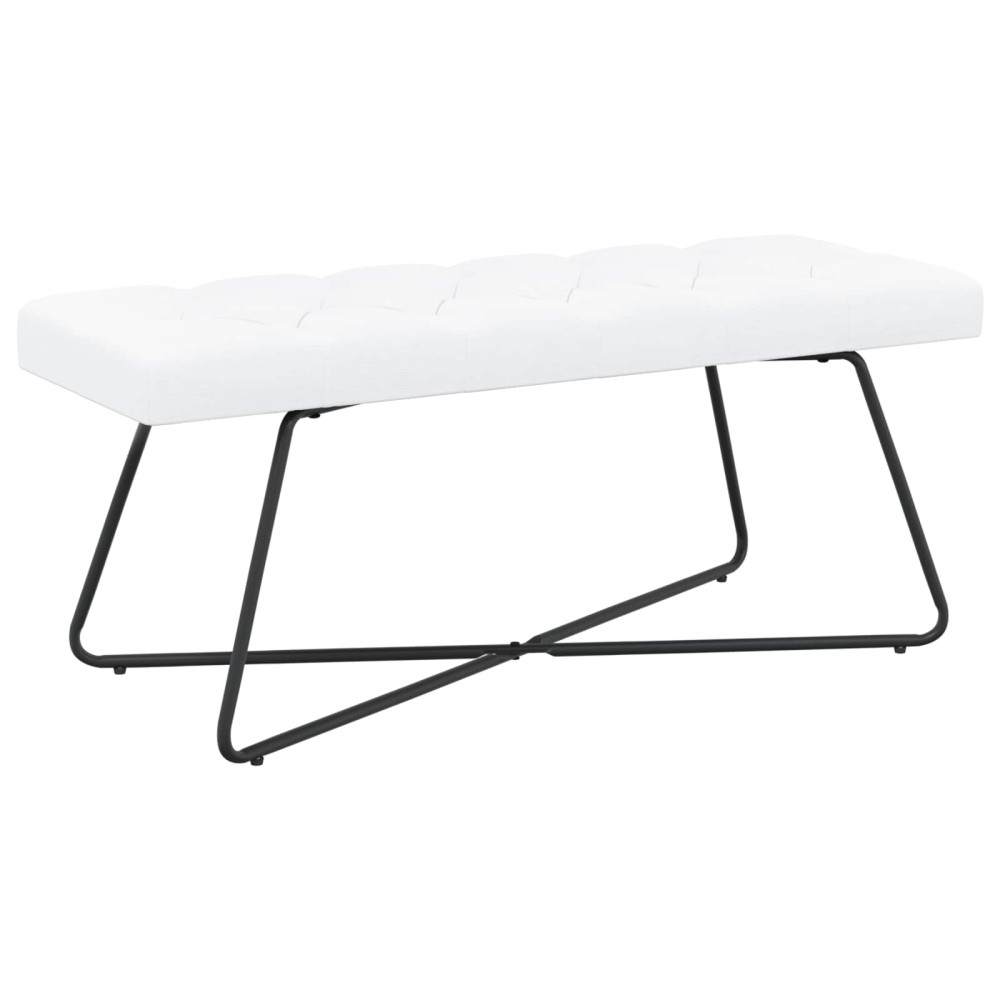 Produktbild för Bänk med knappar Vit 110 x 40 x 46 cm Tyg