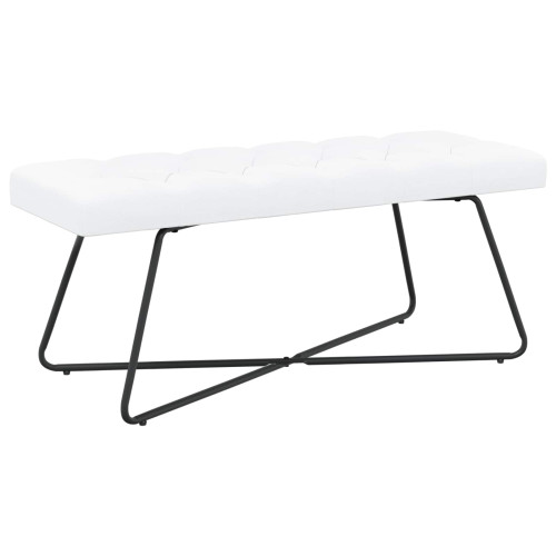 vidaXL Bänk med knappar Vit 110 x 40 x 46 cm Tyg