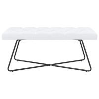 Produktbild för Bänk med knappar Vit 110 x 40 x 46 cm Tyg
