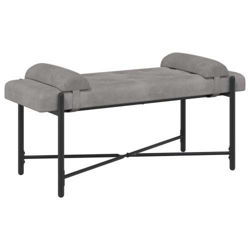 vidaXL Knappstoppad bänk med kuddar Ljusgrå 110 x 40 x 46 cm Sammet