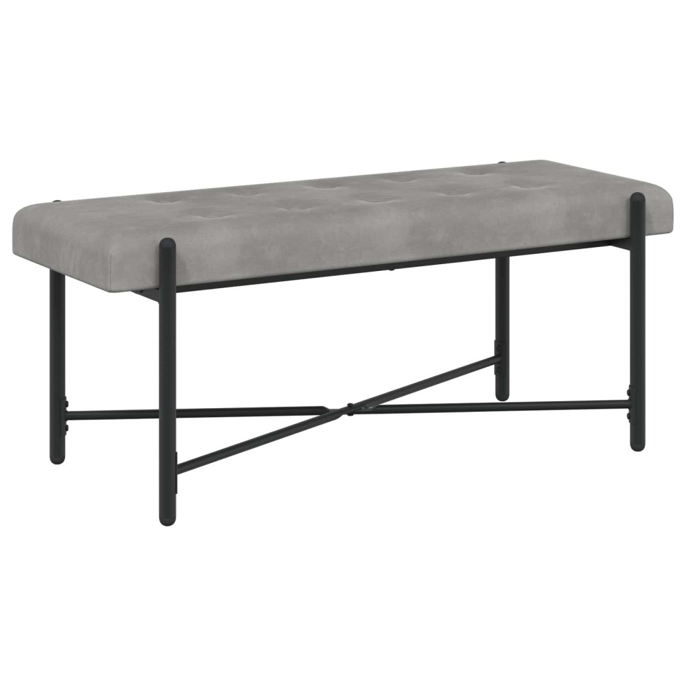 Produktbild för Knappstoppad bänk med kuddar Ljusgrå 110 x 40 x 46 cm Sammet