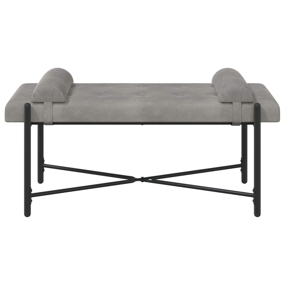 Produktbild för Knappstoppad bänk med kuddar Ljusgrå 110 x 40 x 46 cm Sammet