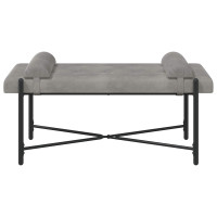 Produktbild för Knappstoppad bänk med kuddar Ljusgrå 110 x 40 x 46 cm Sammet