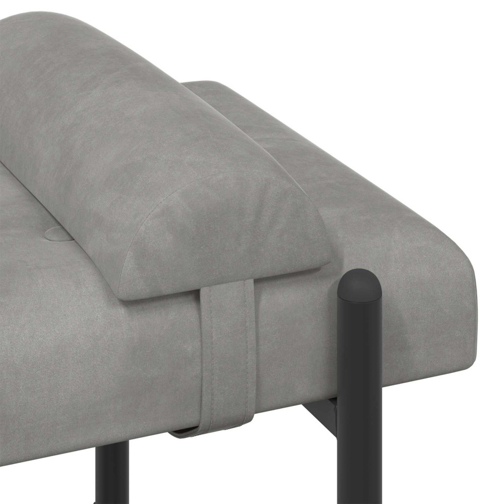 Produktbild för Knappstoppad bänk med kuddar Ljusgrå 110 x 40 x 46 cm Sammet