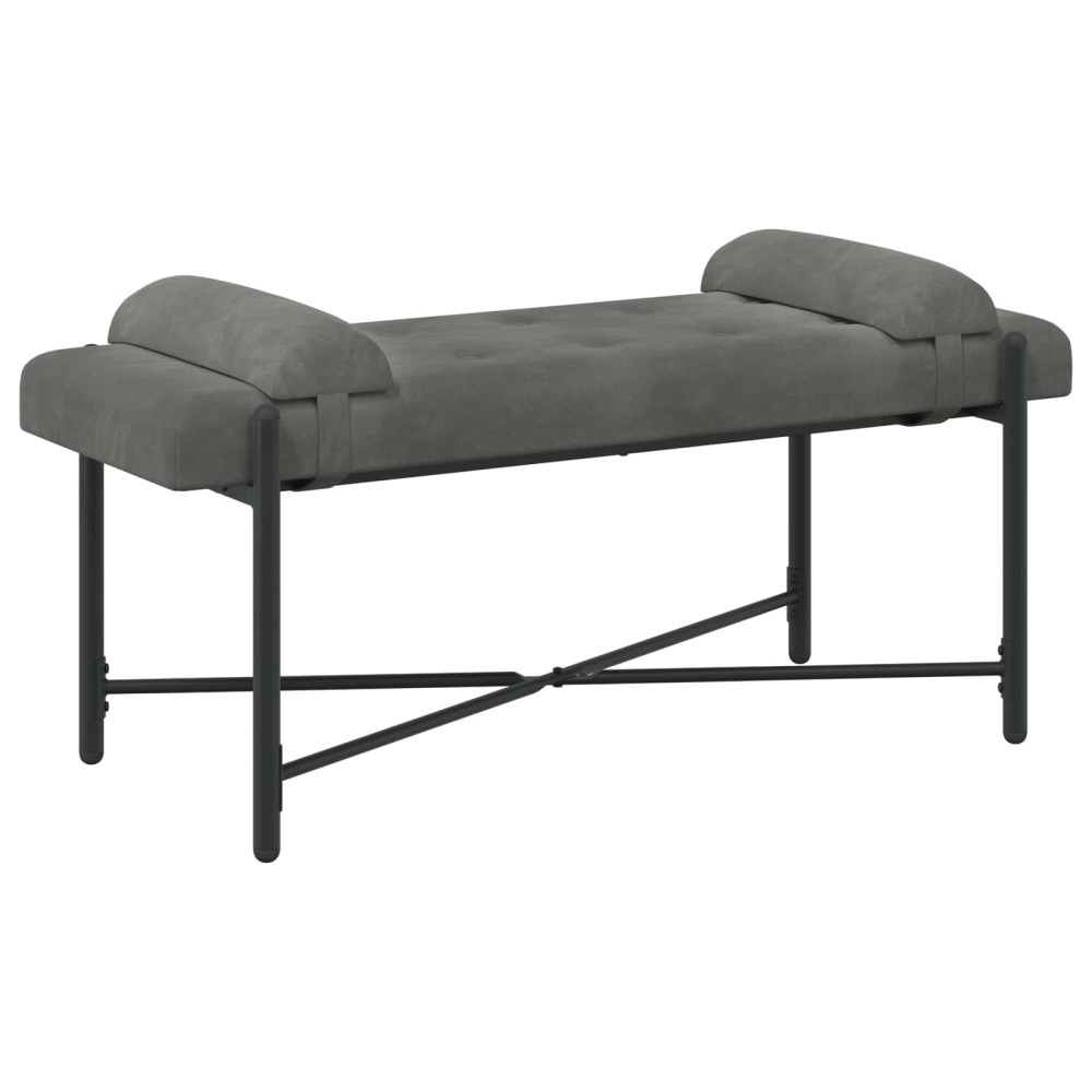 Produktbild för Knappstoppad bänk med kuddar Mörkgrå 110 x 40 x 46 cm Sammet