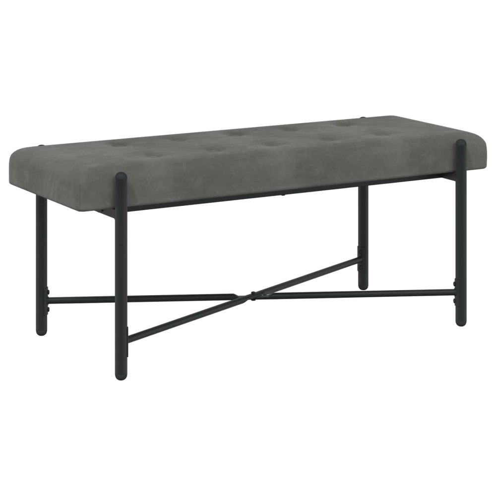 Produktbild för Knappstoppad bänk med kuddar Mörkgrå 110 x 40 x 46 cm Sammet