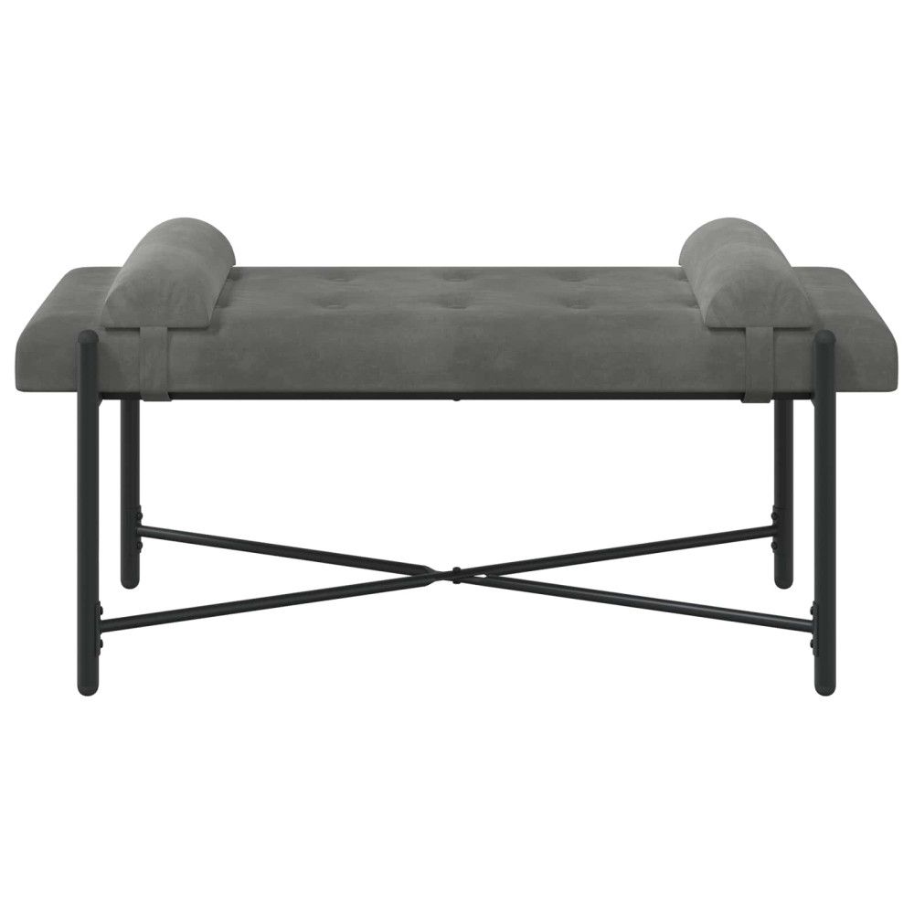Produktbild för Knappstoppad bänk med kuddar Mörkgrå 110 x 40 x 46 cm Sammet