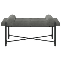 Produktbild för Knappstoppad bänk med kuddar Mörkgrå 110 x 40 x 46 cm Sammet