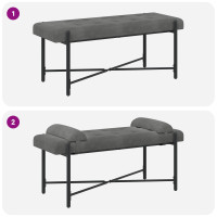 Produktbild för Knappstoppad bänk med kuddar Mörkgrå 110 x 40 x 46 cm Sammet